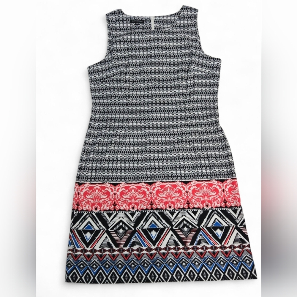 Mario Serrani ITALY Shift Dress Size 14 Black and White Geo Pattern - Picture 2 of 11